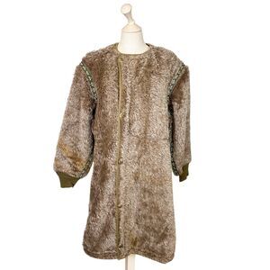 Vintage Pile Liner Patterned Trim Jacket Brown‎ Men's 36